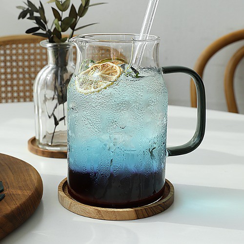 내열 칼라 손잡이 저그 유리컵  그레이 800ml