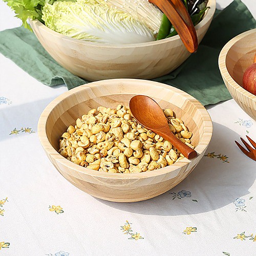 대나무 우드 원형 보울 S