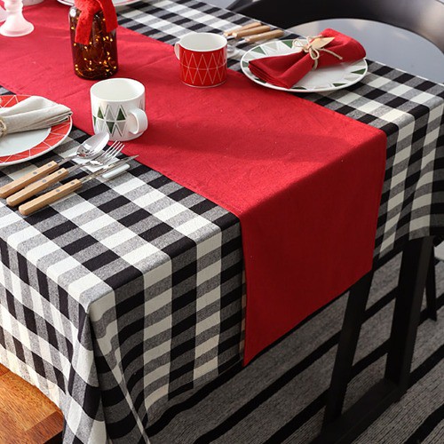 딥로즈 워싱 린넨 테이블러너 레드