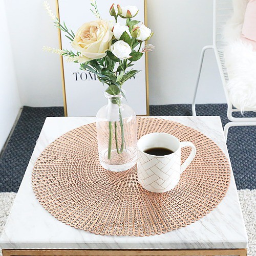 샤이니 원형 테이블매트 로즈골드