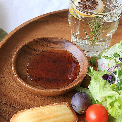 아카시아 나무 원형 접시 S